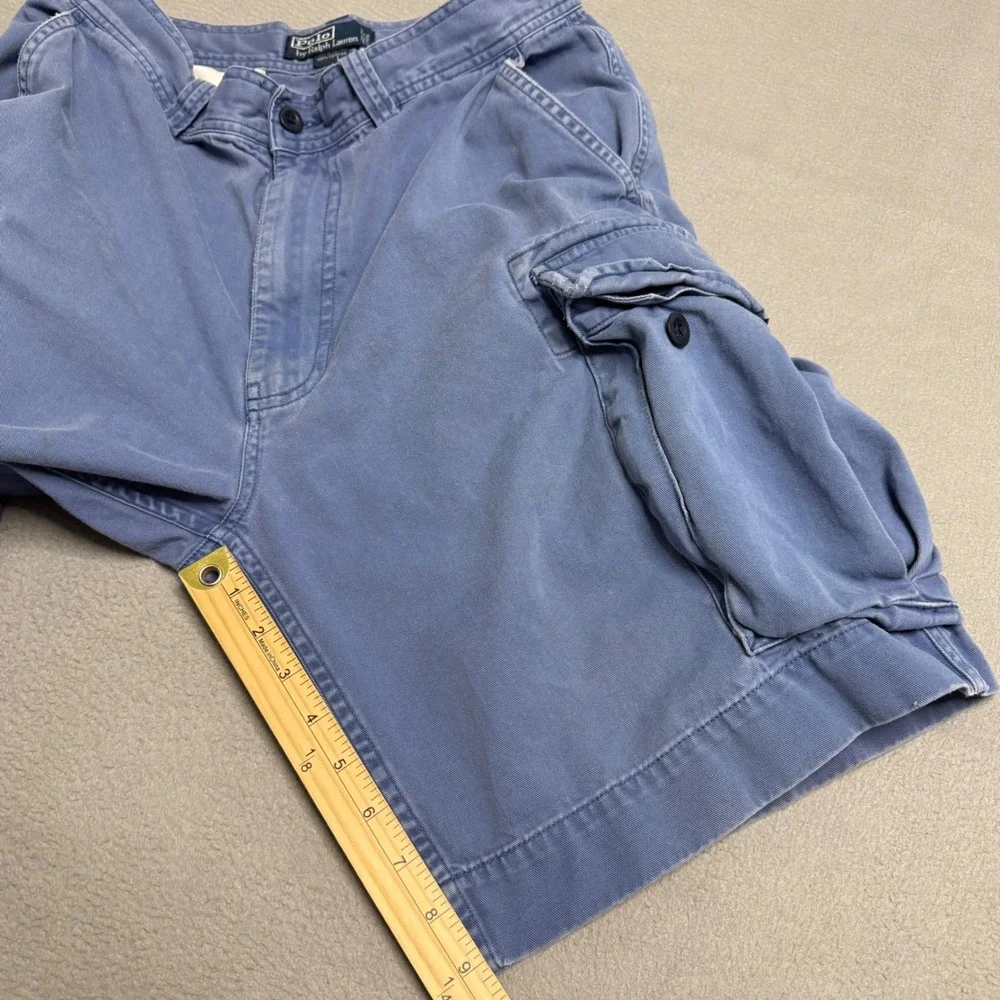 Polo Ralph Lauren Cargo Shorts Mens 31 Blue Cotton Canvas Relaxed Outdoor Vtg